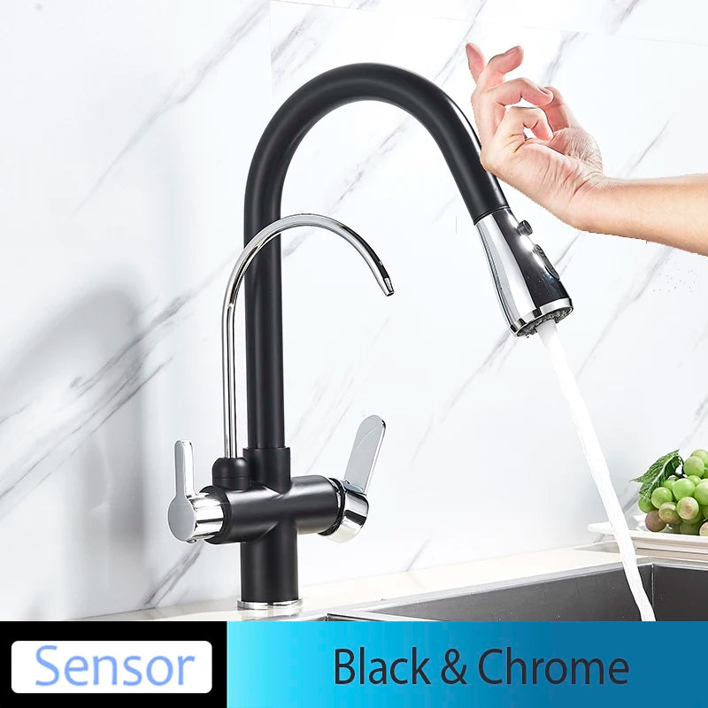 Onyzpily Kitchen Faucet No Sensor With Pull Out Spray Dual Handle