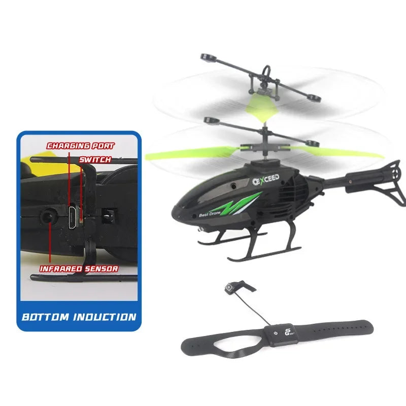 Induction Hand Controlled RC Drone Helicopter With Lighting Rechargeable