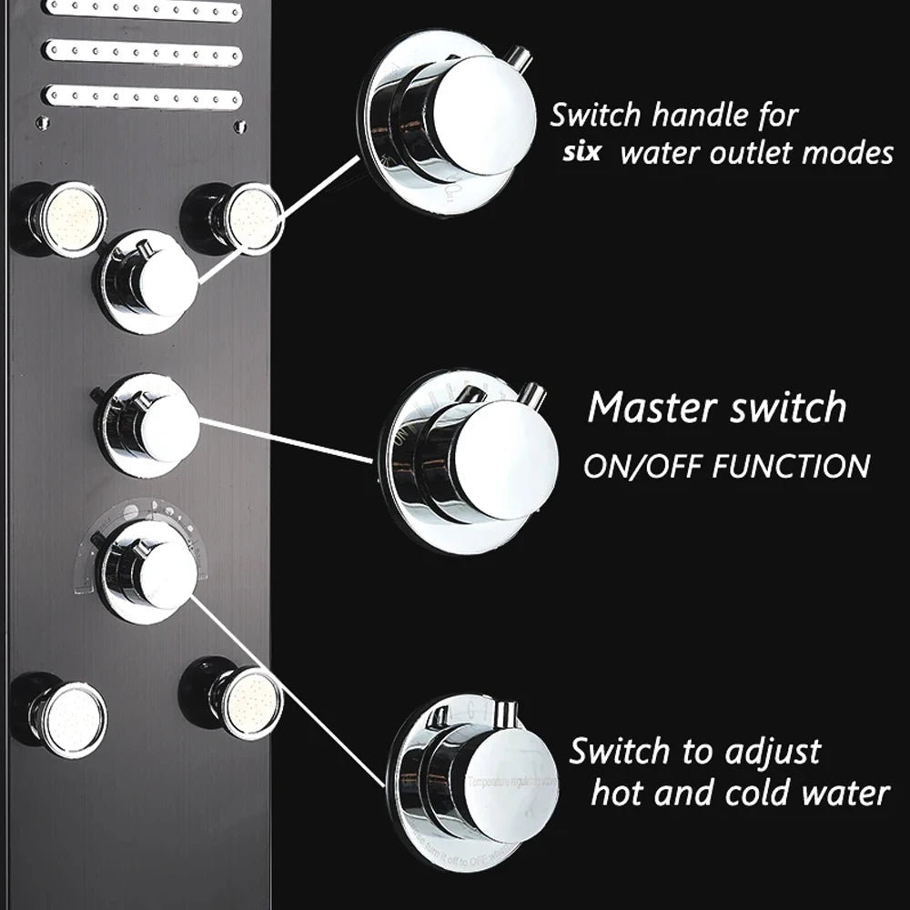 SHBSHAIMY Shower Panel Tower System Rainfall Spa Massage Temperature Screen