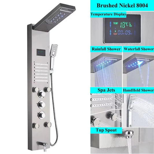SHBSHAIMY Shower Panel Tower System Rainfall Spa Massage Temperature Screen