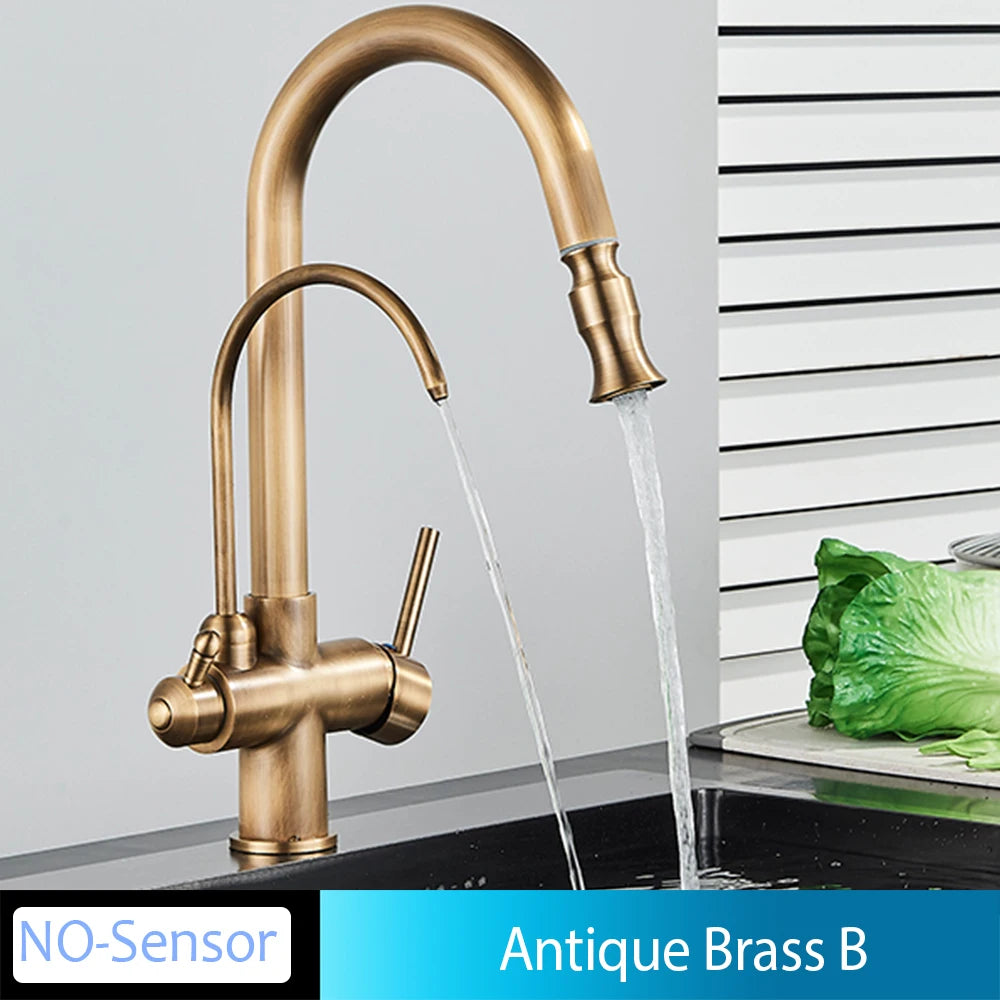 Onyzpily Kitchen Faucet No Sensor With Pull Out Spray Dual Handle