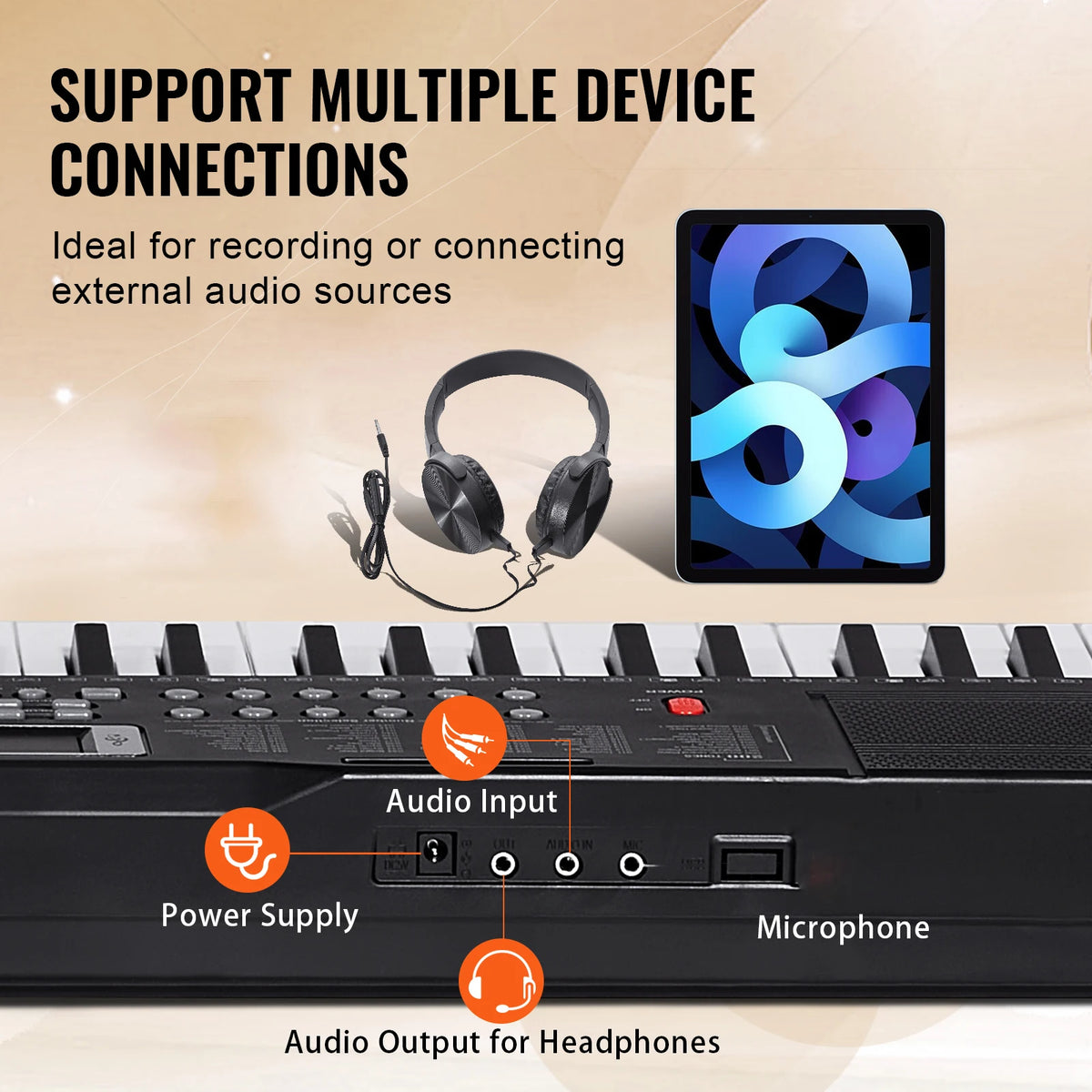 SucceBuy 61Key Digital Keyboard Piano With 200 Tones 200 Rhythms