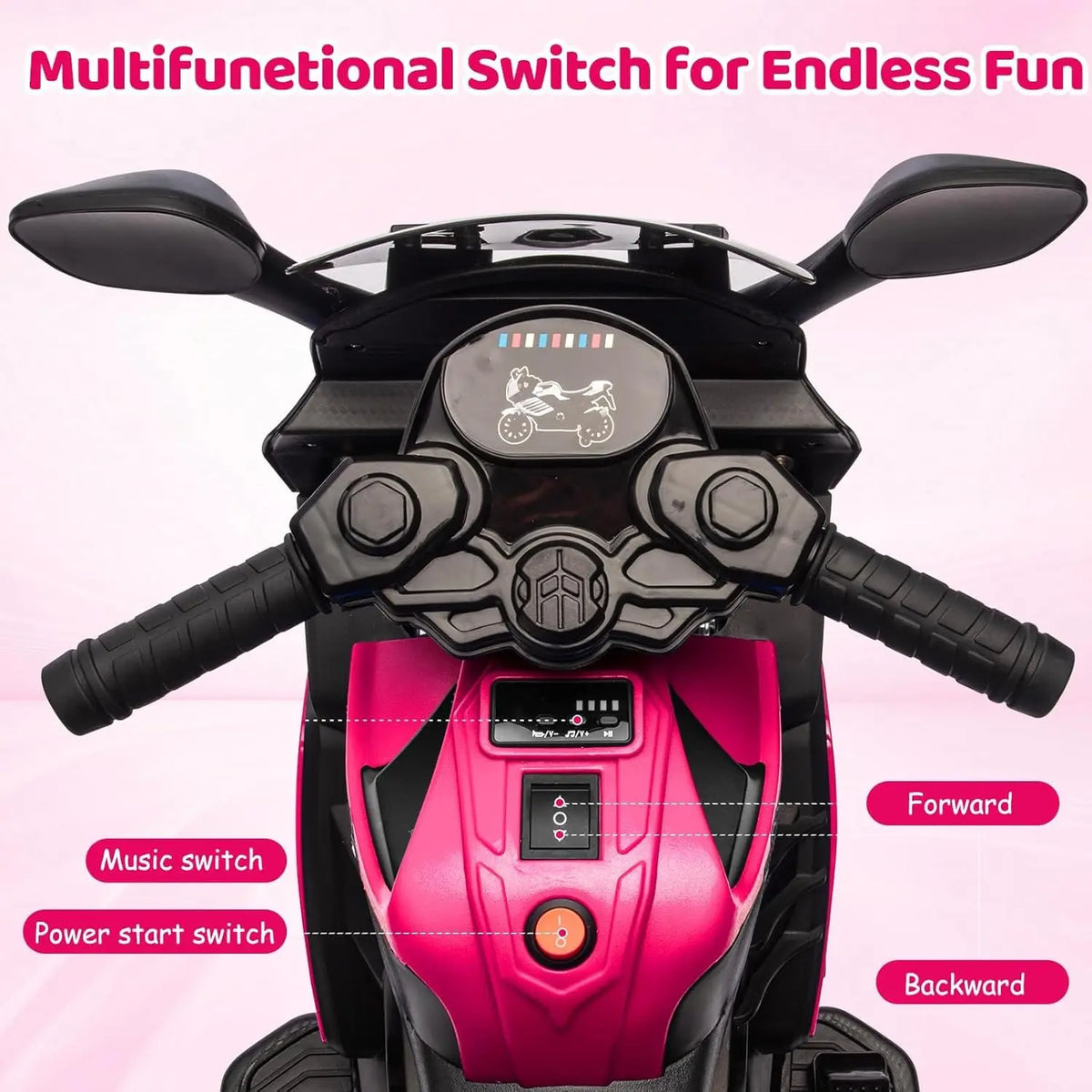 HiMISS 6V Kids Motorcycle Ride On With Training Wheels