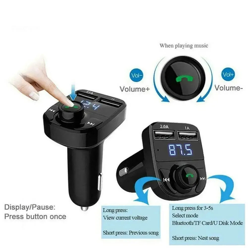 Car Wireless Bluetooth FM Transmitter Handsfree Dual USB Charger
