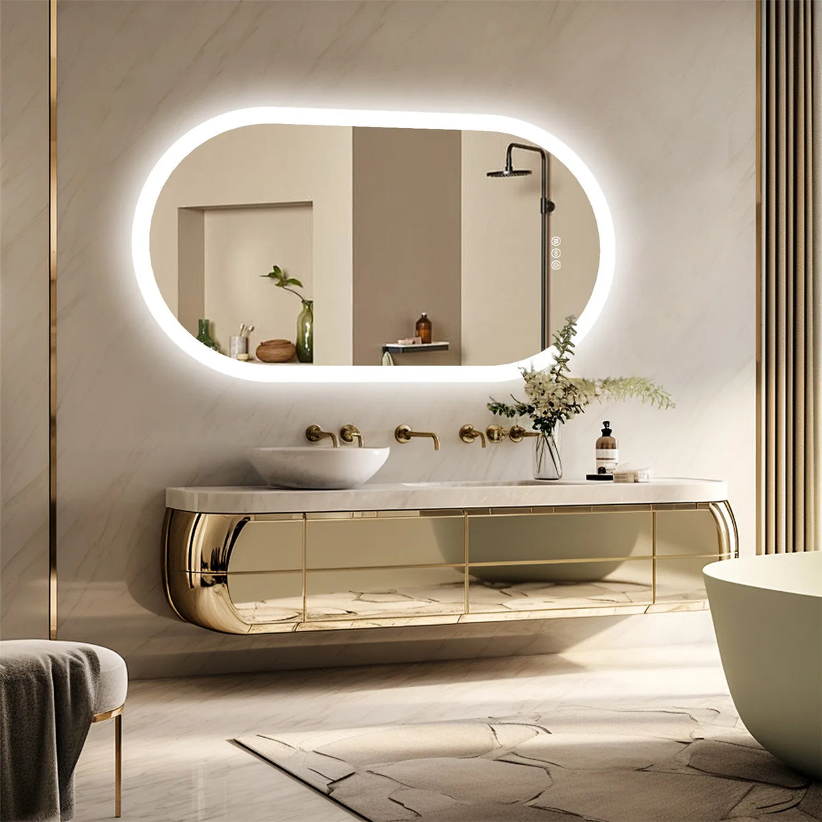 Wisfor Backlit Smart LED Bathroom Mirror Oval Anti-Fog Memory