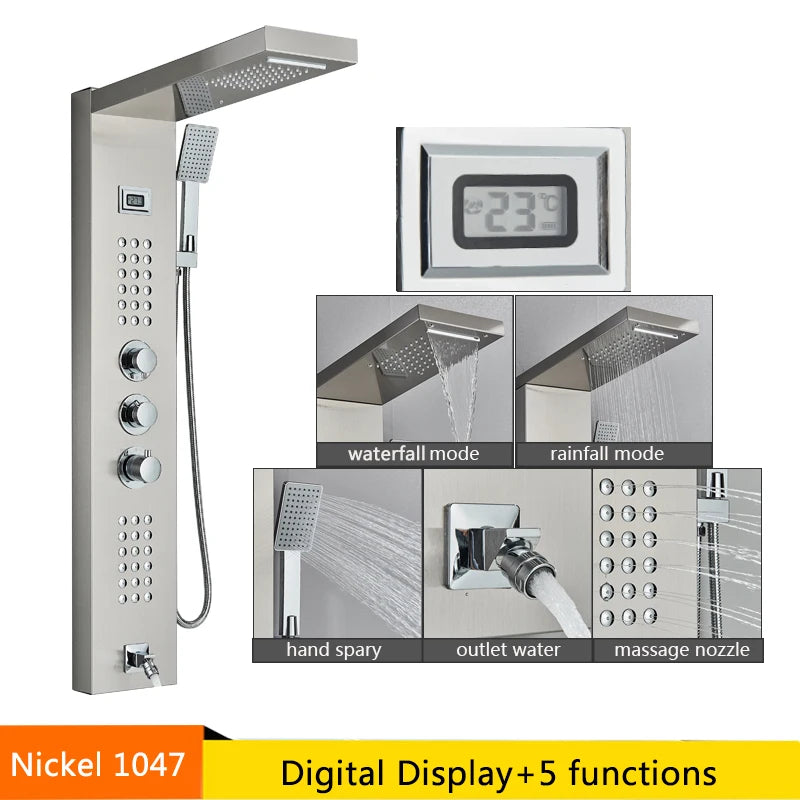 Senlesen LED Light Shower Panel Waterfall Rain Digital Display System