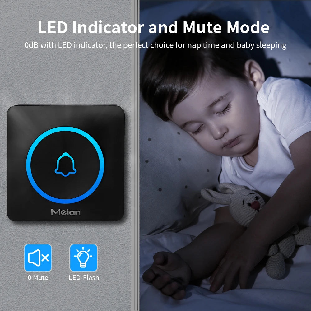 Meian Smart Home Doorbell Wireless IP65 Waterproof Chime Kit