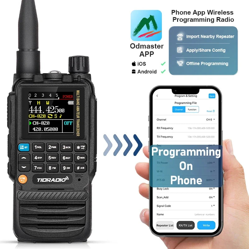 TIDRADIO H3 Walkie Talkie With App Wireless Programming USB C Cable