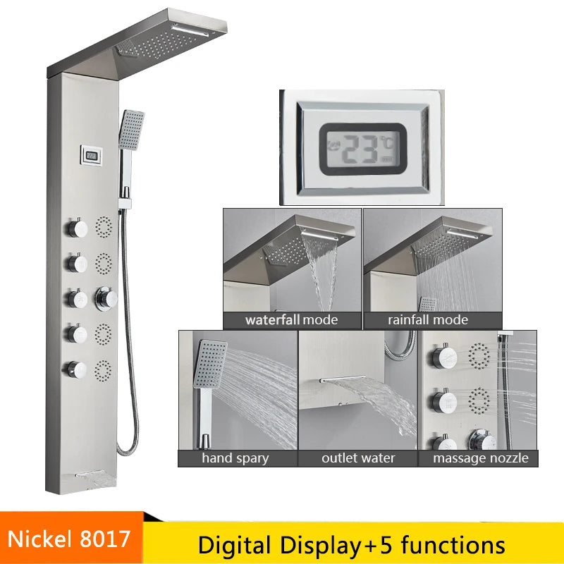 Senlesen LED Light Shower Panel Waterfall Rain Digital Display System