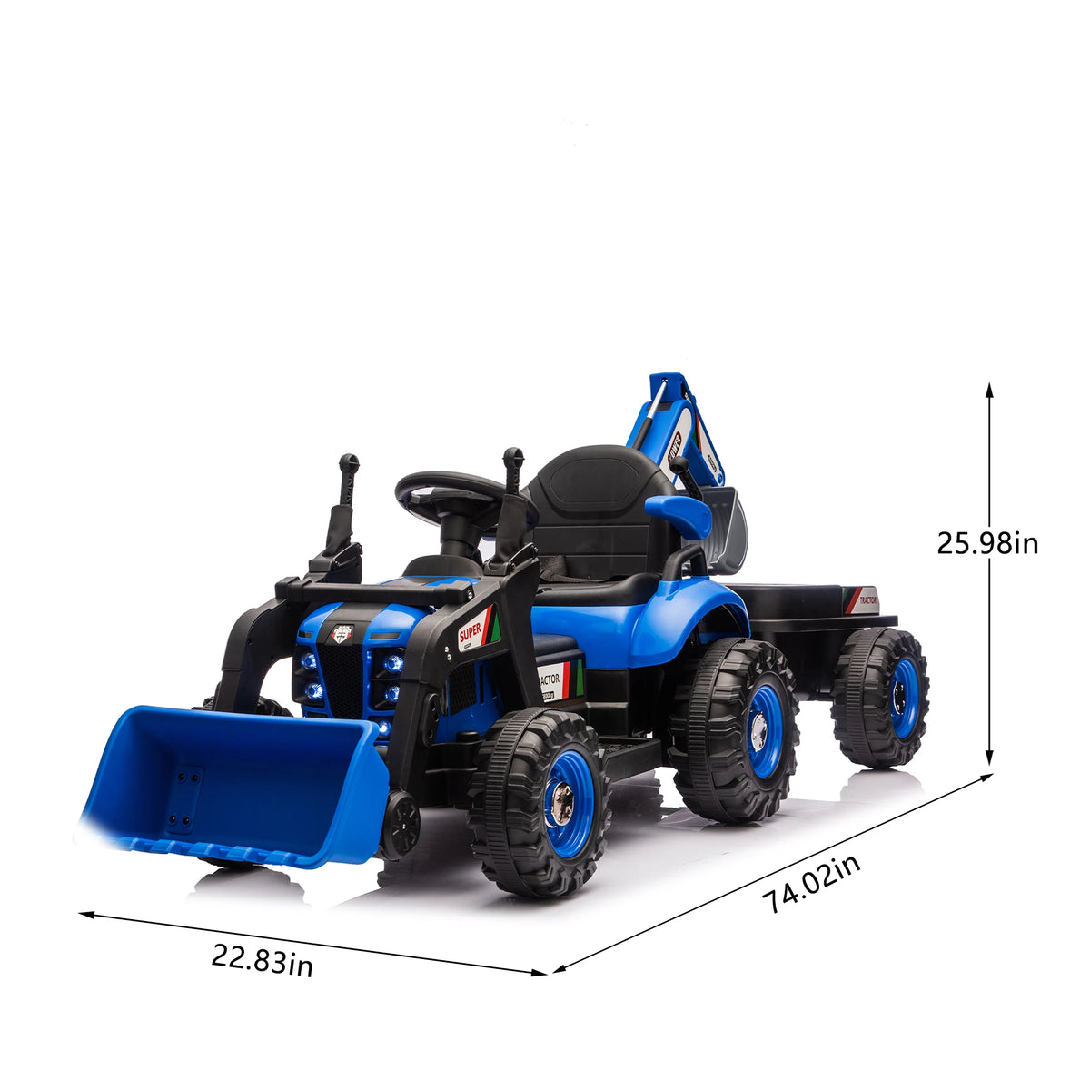 24V Kids Ride On Electric Tractor With Remote Control And LED Lights