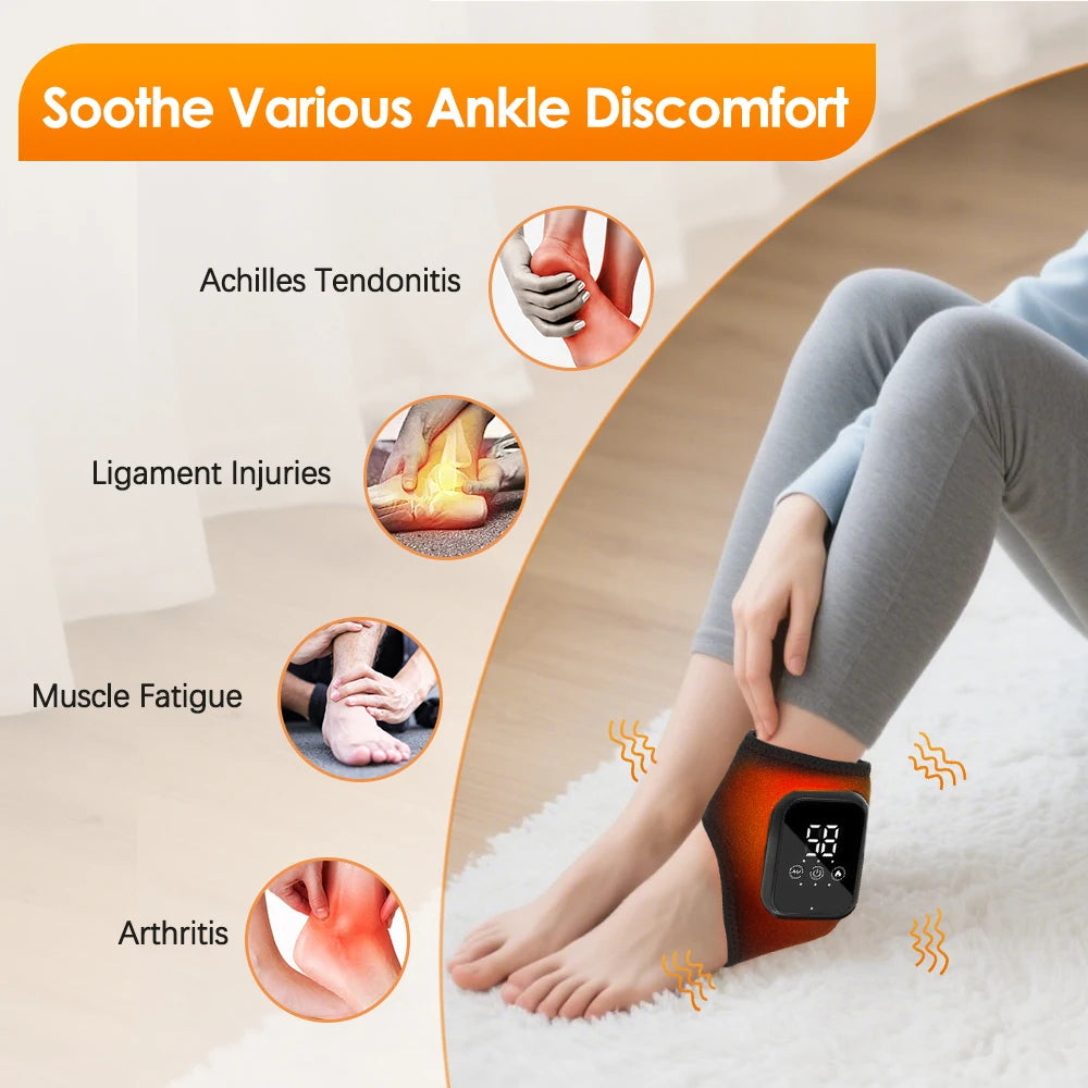 AFDEAL Electric Foot Massager Heat Wrap With Ankle Support Vibration
