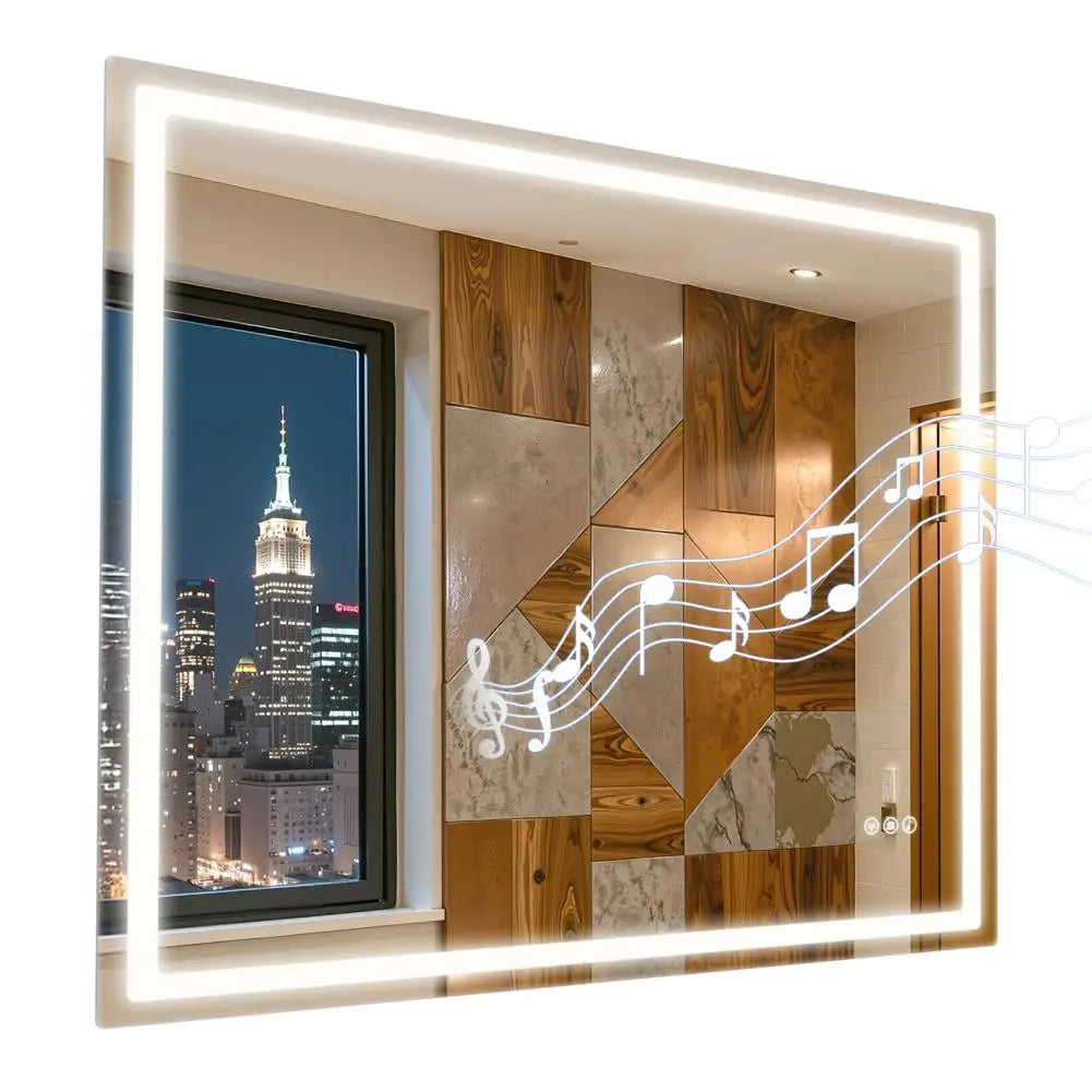 LED Wall Mounted Vanity Mirror With Anti Fog Wireless Speaker