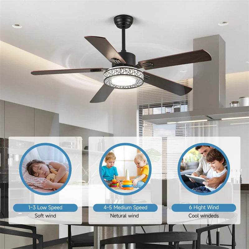 GreeLustr Modern Ceiling Fan Fandelier With 7 LED Heads Indoor