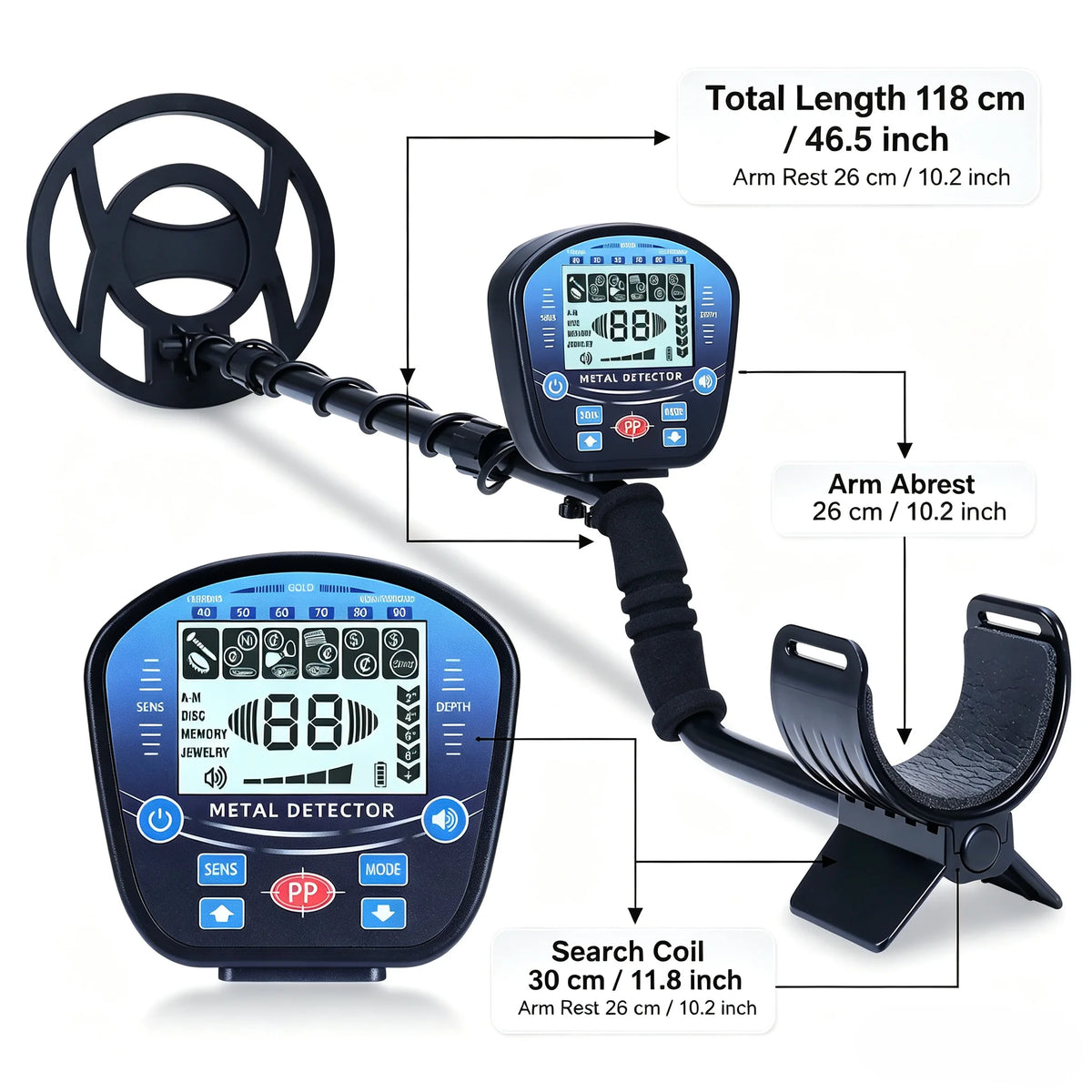Professional Underground Metal Detector For Adults Waterproof With LCD Display