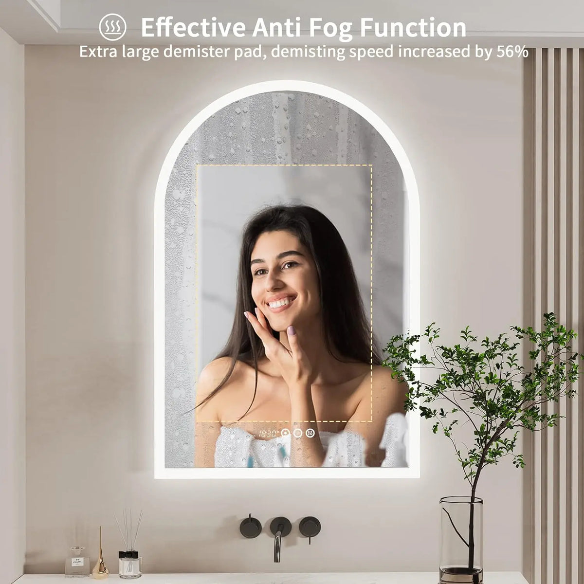 Wisfor Backlit Smart LED Bathroom Mirror With Anti Fog Dimmable