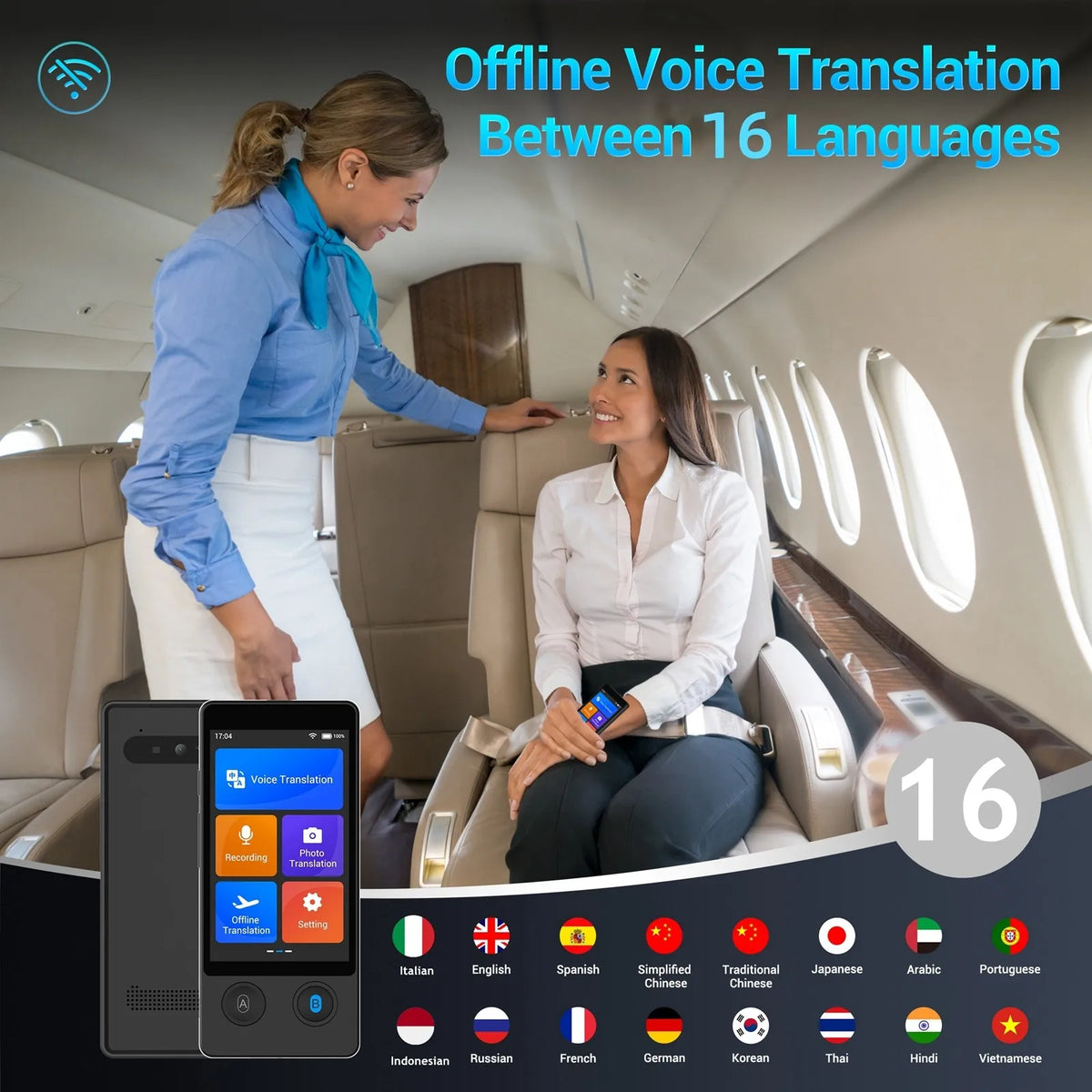 Wooask W12 Translator Two-Way Real-Time Voice Translation Device 144 Languages
