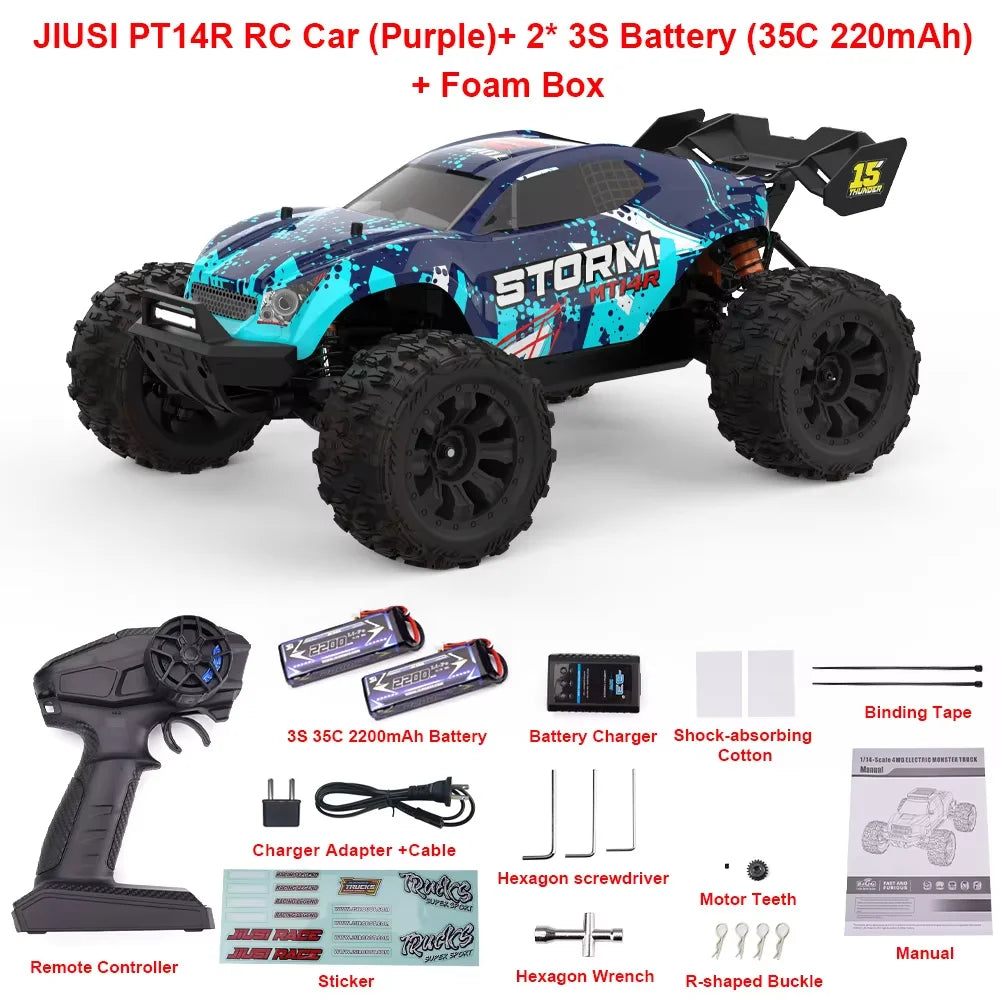 JIUSI Brushless MT14R RC Car 80kmh 4WD Racing Truck