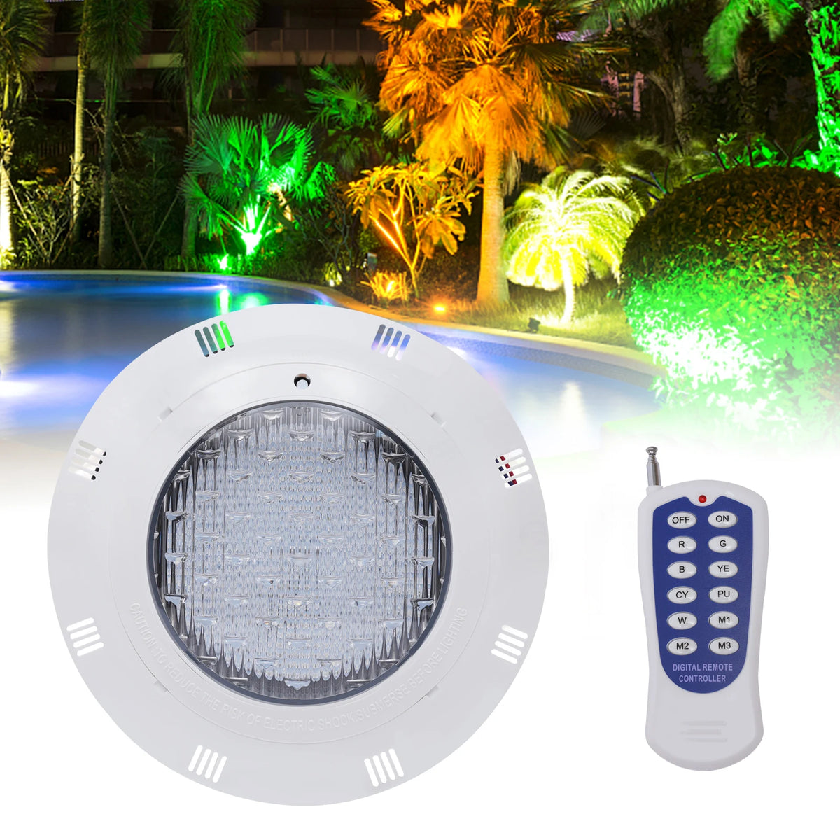 RGB LED Underwater Pool Light 45W IP68 Waterproof 7 Colors With Remote