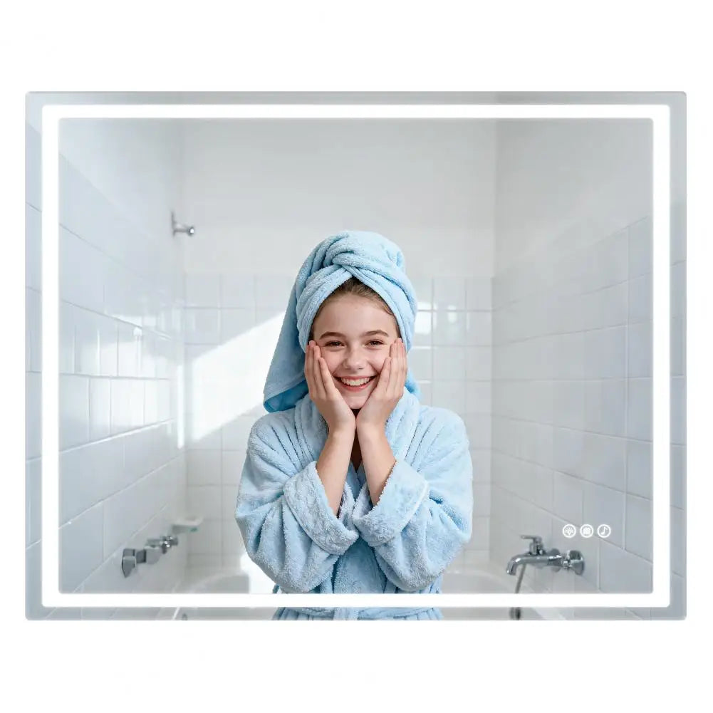 LED Wall Mounted Vanity Mirror With Anti Fog Wireless Speaker