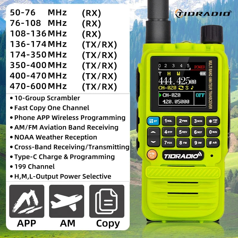 TIDRADIO H3 Walkie Talkie With App Wireless Programming USB C Cable