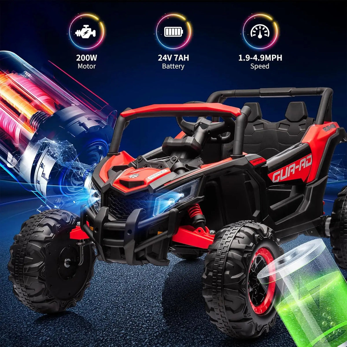 24V Kids Ride On UTV With Remote Control 200W Motors LED Lights