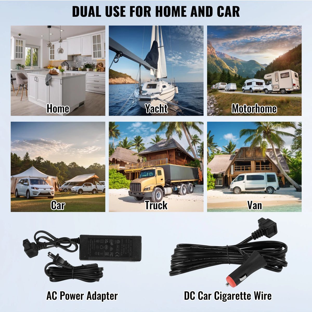 VEVOR Portable Car Refrigerator Dual Zone Bluetooth Temperature Adjustable