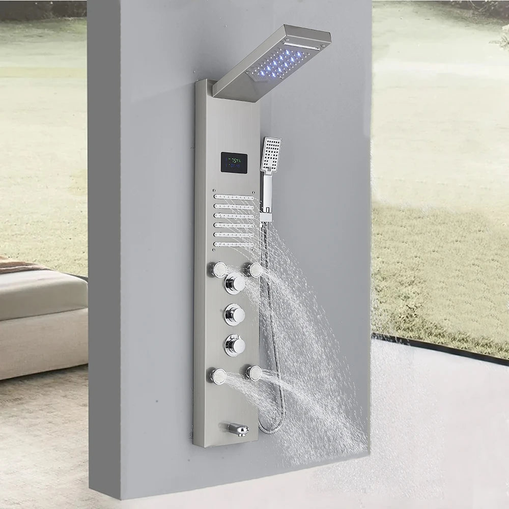 SHBSHAIMY Shower Panel Tower System Rainfall Spa Massage Temperature Screen