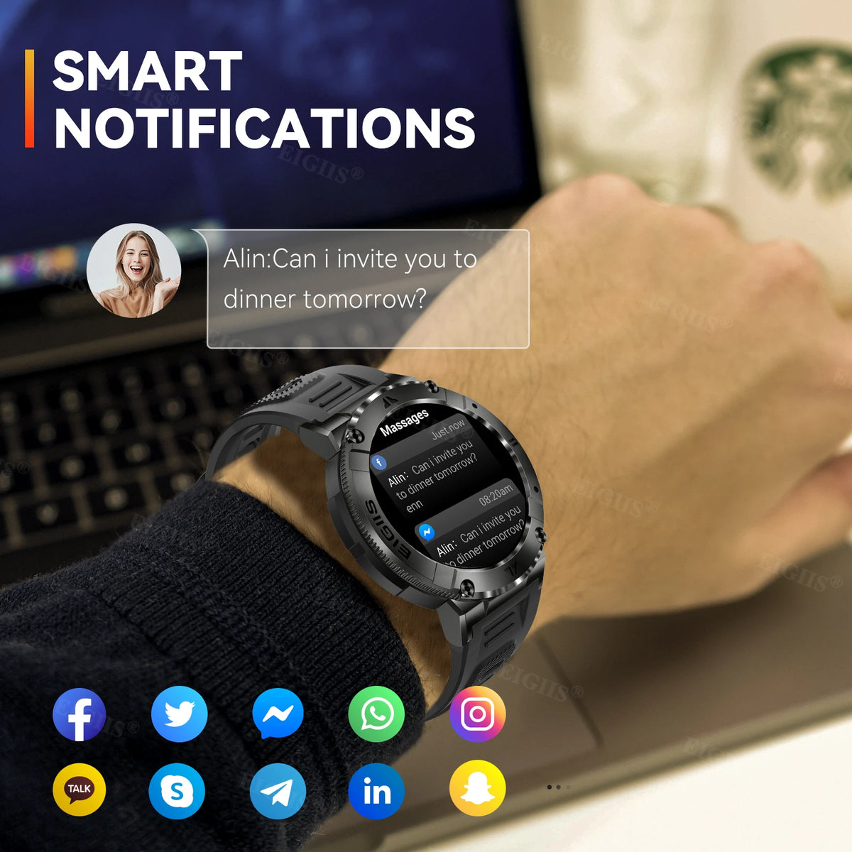 LaNikar Waterproof Smart Watch TFT Display Bluetooth Call Blood Pressure