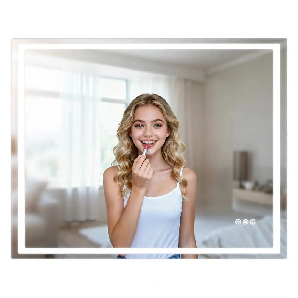 LED Wall Mounted Vanity Mirror With Anti Fog Wireless Speaker