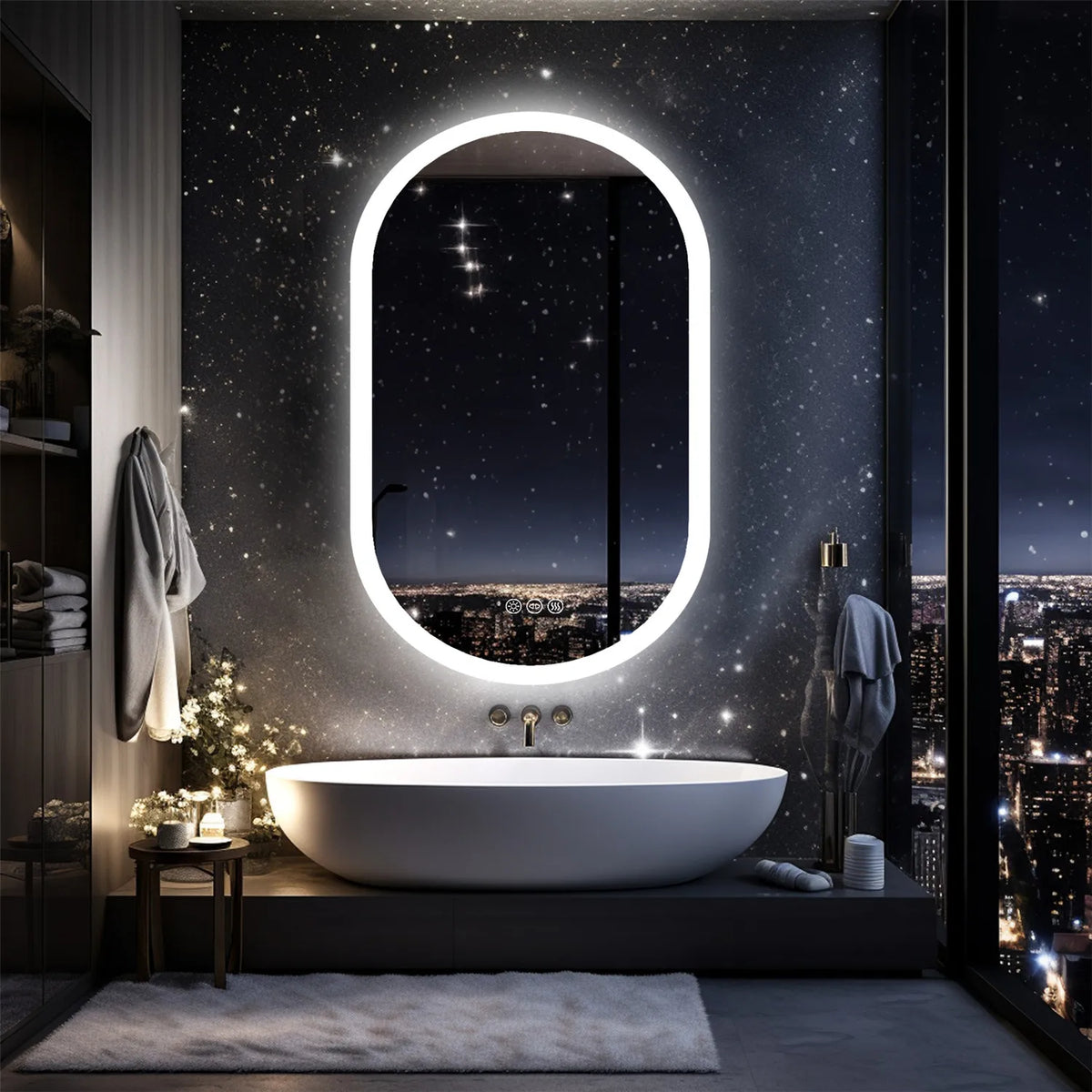 Wisfor Backlit Smart LED Bathroom Mirror Oval Anti-Fog Memory