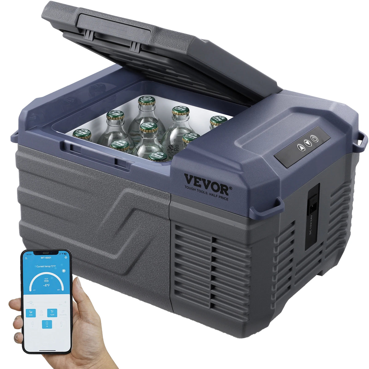 VEVOR Portable Car Refrigerator Dual Zone Bluetooth Temperature Adjustable